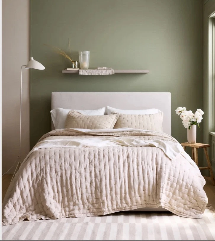 Quince Twin European Linen Dream Quilt Set One Sham Sand NWOT Open Box - Image 2 of 4