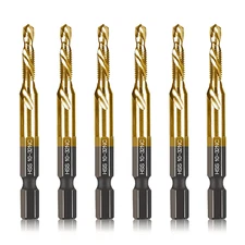 6-Pc 10-32NC Combination Drill Tap Bit Set SAE, 10-32NC Thread Size, Titanium