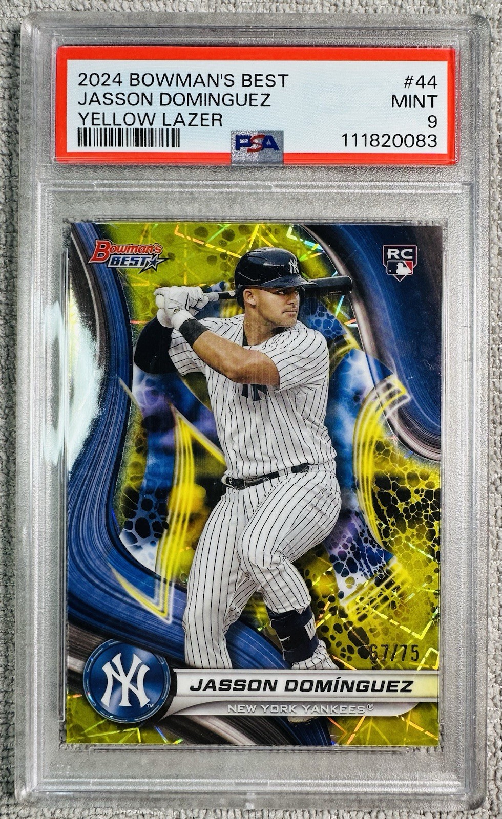 Jasson Dominguez RC Yellow Lazer /75 Yankees- 🔥 2024 Bowman’s Best  Rare