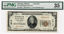 Chicago, IL - $20 1929 Ty. 1, Washington Park National Bank, CH# 3916, PMG 35