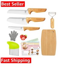 Kids Safe Knives for Real Cooking, 11-Piece Kids Cutting Board and Kitchen Kn...