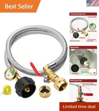 Safe 3' Propane Refill Hose with ON/OFF Valve & Glow Dial for Easy Monitoring