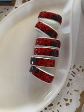 6 Serviettenringe Winterling Bavaria Porzellan rot Blumen Vintage 60er/70er