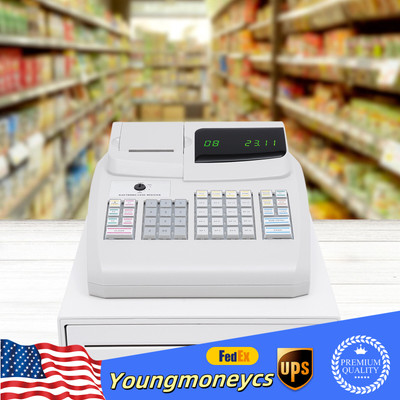 Electronic Cash Register Drawer Box LED Display w/ Key for Retail/Restaurant POS