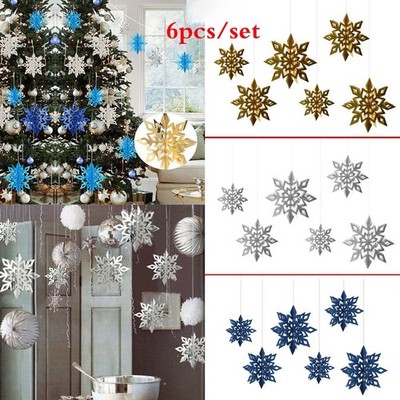 Festlich und elegant! 6 Stück 3D Schneeflocke Deckendekoration für Weihnachten