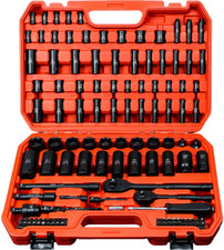 Juego Dados Impacto 123Pzs 1/4 3/8 SAE Métrico Carraca, Nuevo