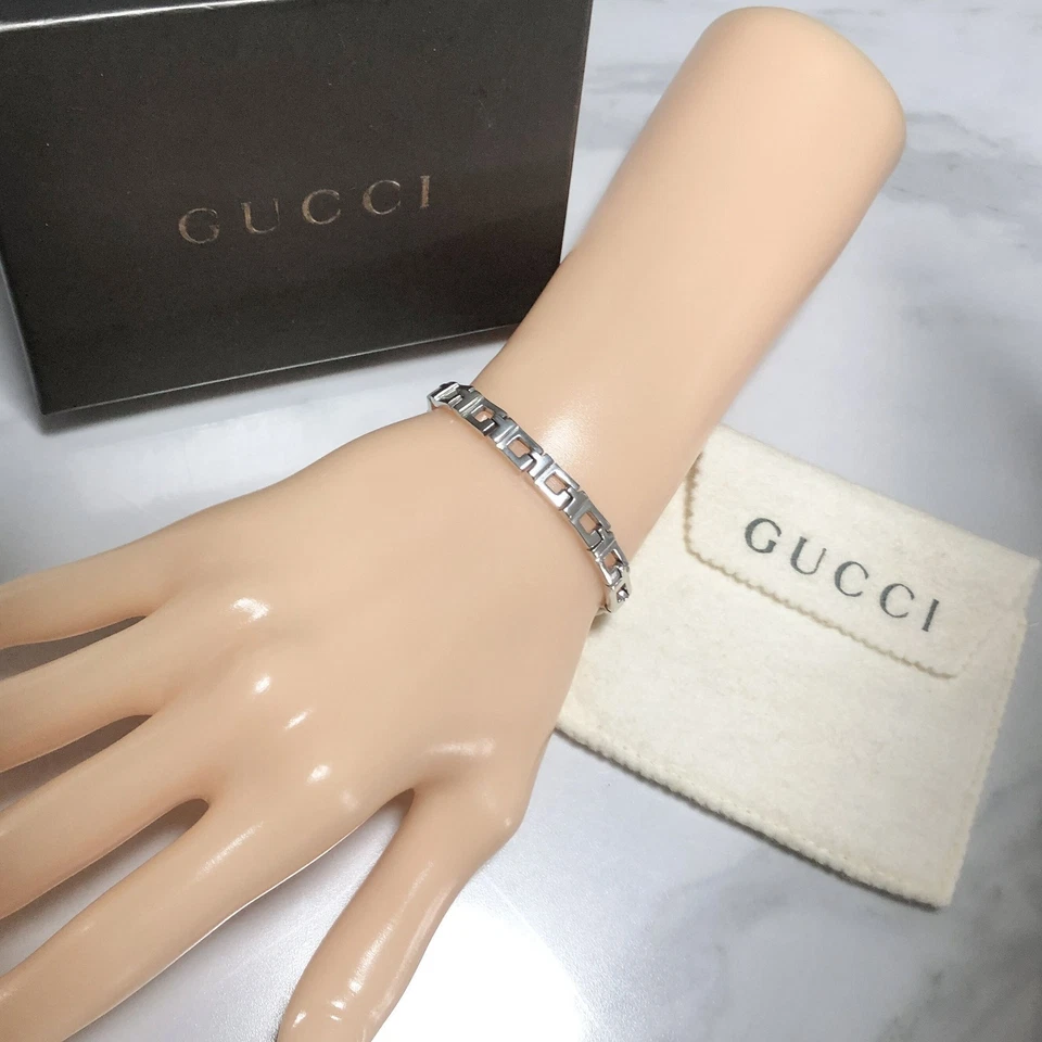 GUCCI Bracciale Braccialetto Ritaglio Catena Argento 925 Accessorio Donna... - Immagine 4 di 4