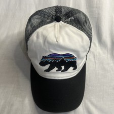 Patagonia Fitz Roy Bear Trucker Hat Snap Back Mesh Black Gray White Multi Color
