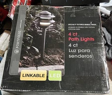 Set/4 Harbor Breeze LED Outdoor garden Path Lights 4.5w Textured Bronze Plug-in