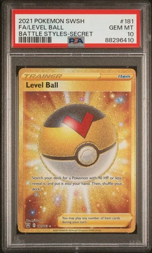 2021 POKEMON SWORD & SHIELD BATTLE STYLES SECRET #181 FULL ART/LEVEL BALL PSA 10