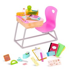 Our Generation Flying Colors School Desk  Supplies Accessory Set for 18" Dolls