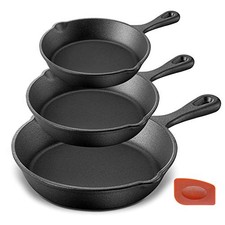 NutriChef NCCI76 NutriChef Pre-Seasoned Cast Iron Skillet 3 Pieces Kitchen Pan