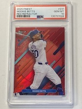 2025 Topps Finest Mookie Betts #231 Rare Red Refractor #/3 Dodgers PSA 10 Pop 1
