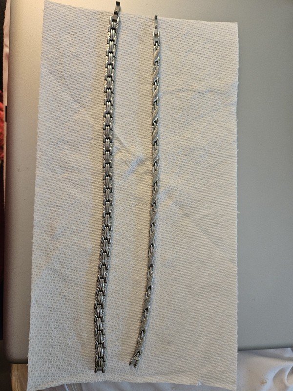 Lot of 2-Magnetic Silvertone Anklets/bracelets 10.5" Long