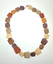 Necklace with ceramic earth-tone beads, 26"