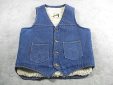 Vintage Wrangler Vest Mens Large Blue Denim Sherpa Lined Insulated VL200NV