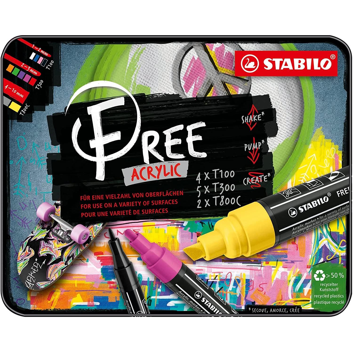 STABILO FREE acrylique kit de création 11 feutres pour customiser
