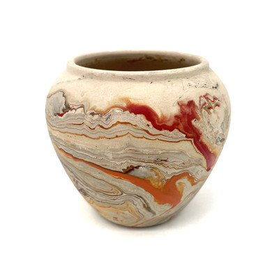 Vintage Nemadji Pottery ネマジポタリー USA Vintage Nemadji Pottery Vase Clay Brown Swirls Native American