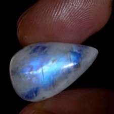 10.50Cts BLUE FIRE WHITE RAINBOW MOONSTONE PEAR CABOCHON GEMSTONE