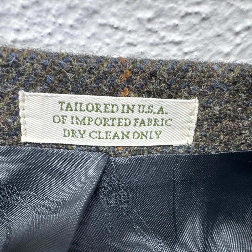 Vintage Orvis Harris Tweed Wool Blazer Sport Coat 38R Brown Green Overcheck USA - Image 2 of 4
