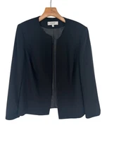 Kasper Womens Black Open-Front Blazer Jacket 14W career