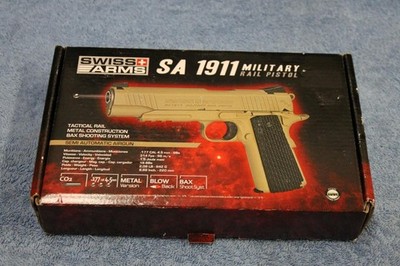 Swiss Arms SA 1911 Military Rail Pistol MRP CO2 Operated Semi-Auto BB Pistol 177