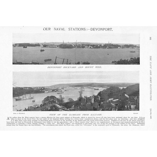 DEVONPORT Naval Station - Antique Print 1897