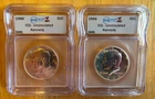 Lot of 2 1966 Kennedy Half Dollars ICG Uncirculated SMS 40% Silver Slabs