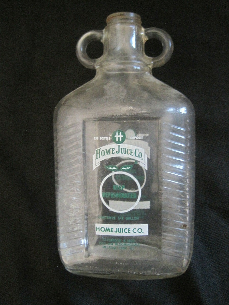 Vintage Glass Bottle Home Juice Co Orange Juice Jug Ribbed Jar
