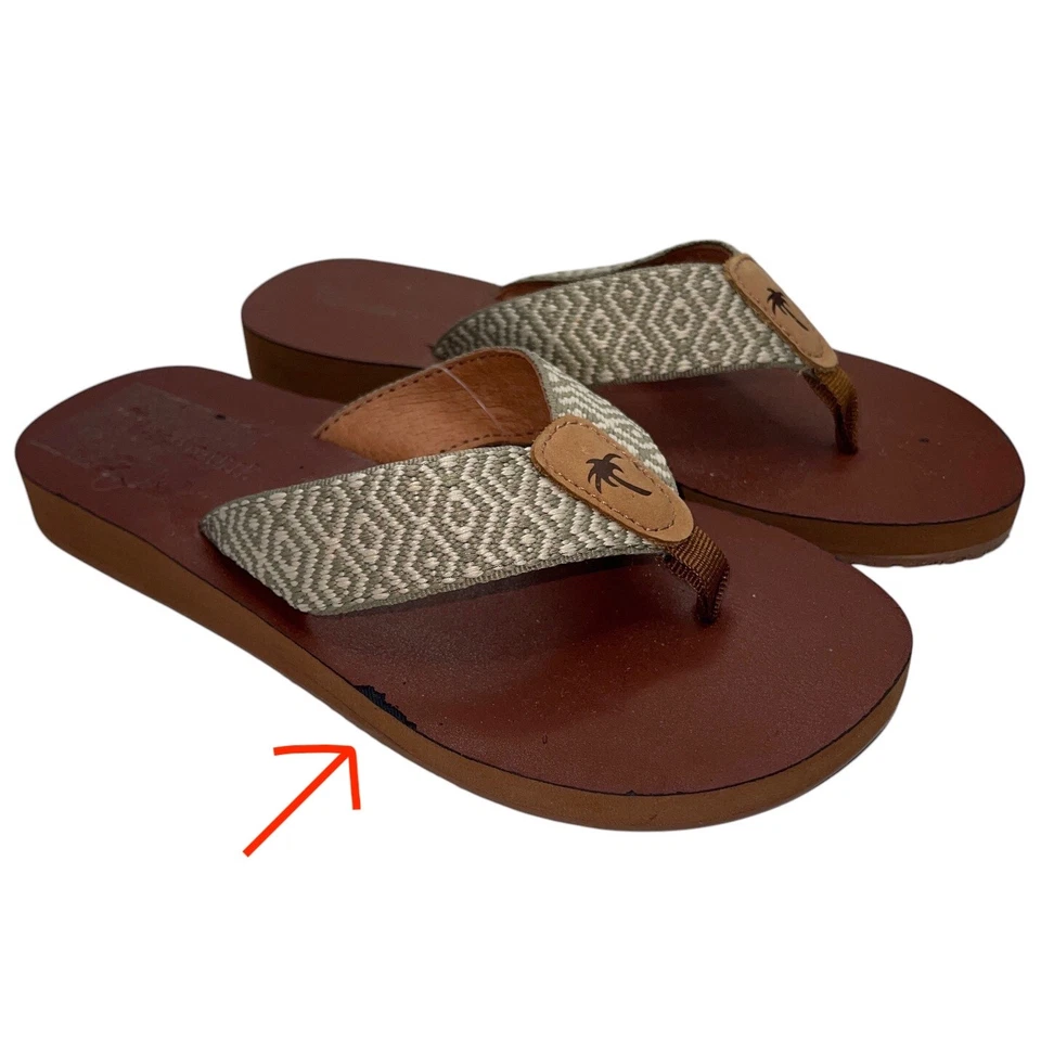 Sandalias Margaritaville Mujer 6 Gris Blanco Tejidas Correas Marrón Tanga Chanclas Foto 2 de 4