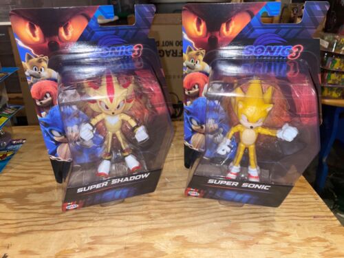 Sonic 3 Movie Jakks Super Sonic & Super Shadow Neu