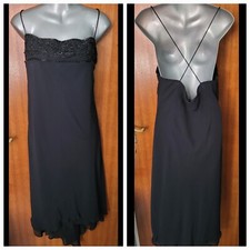 Ladies Black Strappy Beaded Evening Dress sz 18 - Amaranto - New With Tags