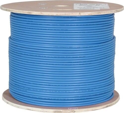 Cable a granel de cobre desnudo sólido blindado cat6a 10g azul 500,1000 ft - Imagen 1 de 3
