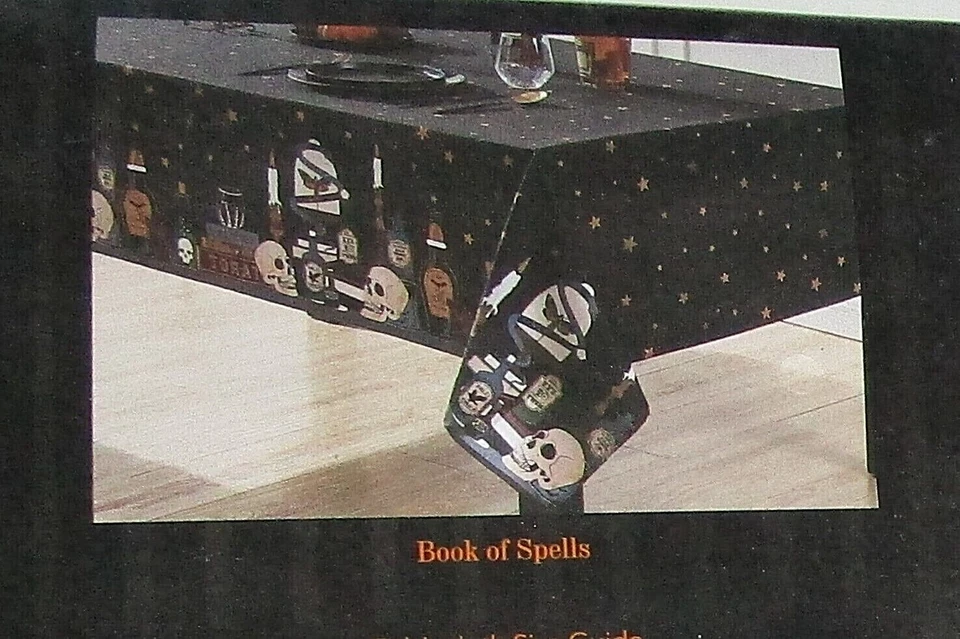 HALLOWEEN Printed Tablecloth Assortment BOOK OF SPELLS  [Your Choice] - Image 2 of 2