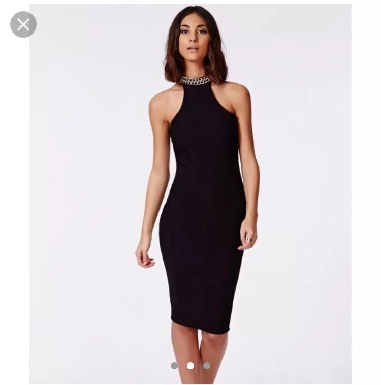 Missguided black halter cheap neck dress