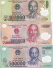 Vietnam SET 3 UNC 100000 200000 500000 Dong Mixed year P 122 123 124