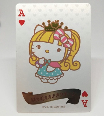A Hair curli Heart Hello Kitty Sanrio Stars Almond Peak Playing Card Queen JAPAN