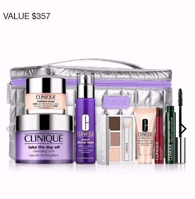 Clinique 2025 Best Of Clinique Skincare 8pc Set Silver Cosmetic