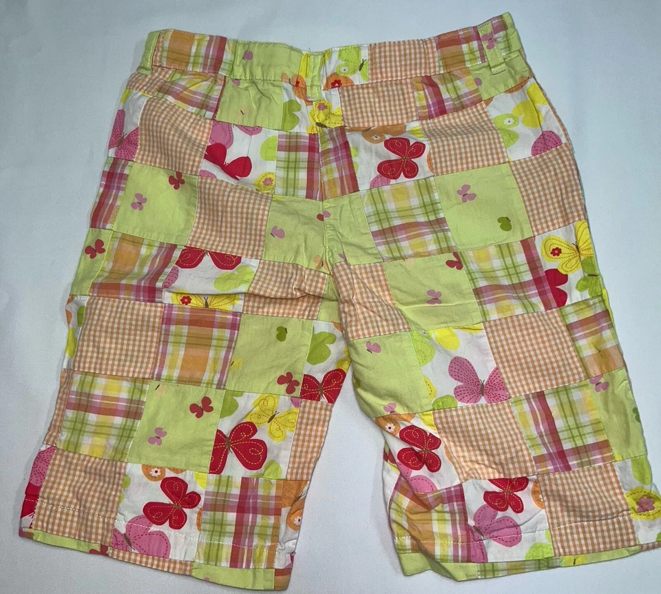 Pantalones Cortos Gymboree Niñas Talla 12 Social Mariposa Retazos Bermudas Ajustables Cintura Foto 3 de 4