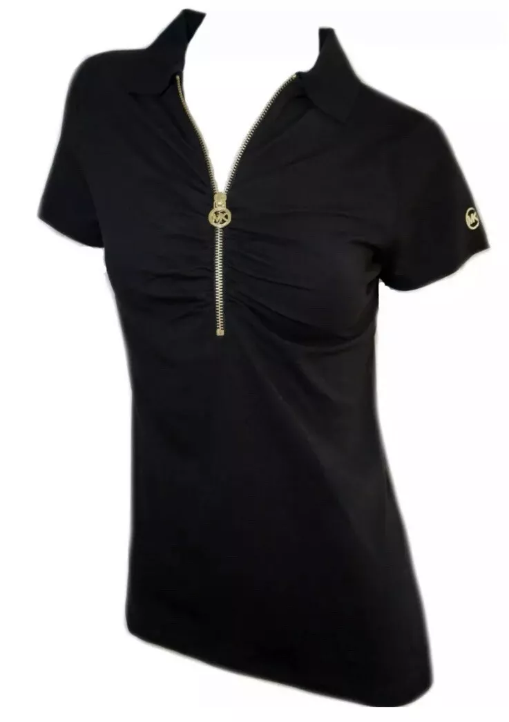 NWT Women s Michael Kors Black Polo T Shirt Sizes XS M Ret