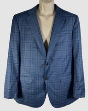 1595 Emporio Armani Men's Blue Plaid Wool Sport Coat Suit Jacket Size 54