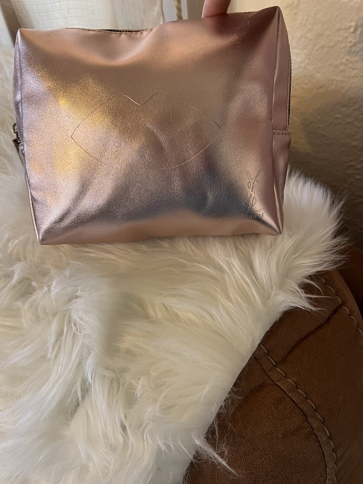 Borsa cosmetica trucco bellezza Yves Saint Laurent YSL borsa da viaggio oro rosa