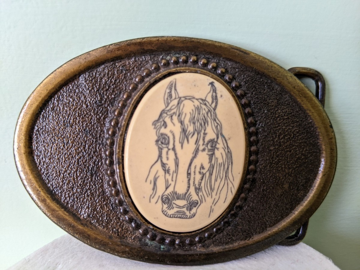Vintage Oden 1977 Large Brass Metal Exquisite Horse Head Belt Buckle? il_fullxfull.6466062641_7g3n.jpg main image 2