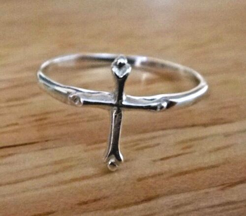 size 6.5 Sterling Silver 2mm band with one 9x10mm Cute Dainty Cross Ring - Picture 1 of 3