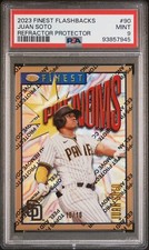 2023 Topps Finest Flashbacks Juan Soto Refractor Protector #’d 10/10 PSA 9