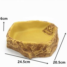 Reptile Water Dish,Resin Reptile Rock Food Feeder Bowl, Water and Food Bowl