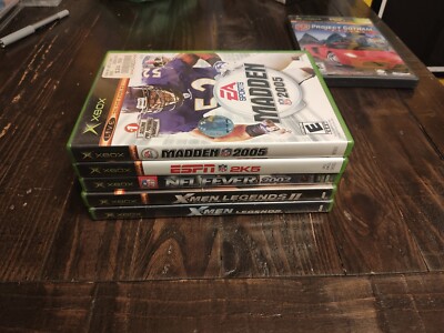 5 Original XBOX Game LOT- X-Men Legends 1&2, ESPN NFL 2K5,Madden 05,NFL Fever 02