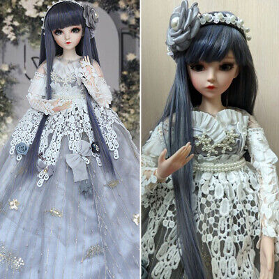 24" 1/3 BJD Doll Ball Jointed Girl Dolls w/ Removable Eyes Face Makeup Wig Dress