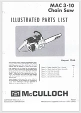 McCulloch MAC 3-10 Chainsaw Illustrated Parts List 1966 16 Pages fast ship