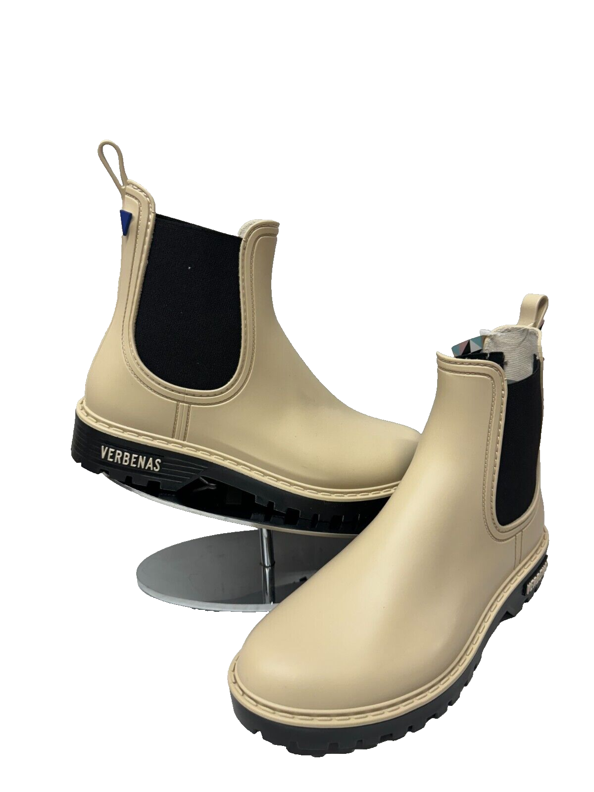 VERBENAS RAIN BOOTS BLACK / IVORY 37EU / 7US NEW # C-123 MADE IN SPAIN-image